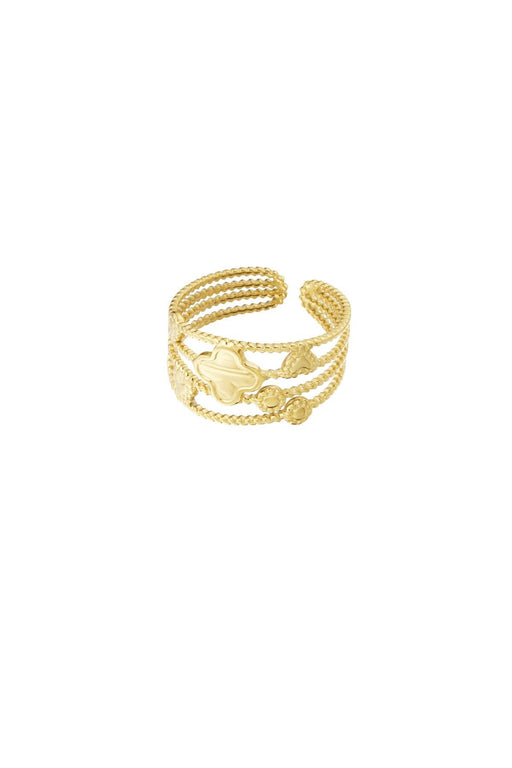 CD - Goudkleurige Ring met Vierlaags Bedeltjes Roestvrij Staal - Chique Design