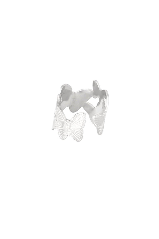 CD - Zilverkleurige Grote Vlinders Ring - Chique Design