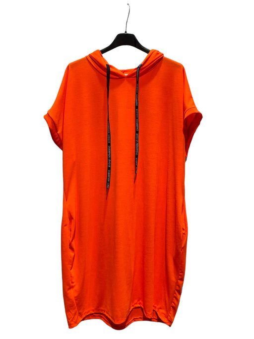 Imicoco - Oranje T-shirt Jurk met Capuchon - Chique Design