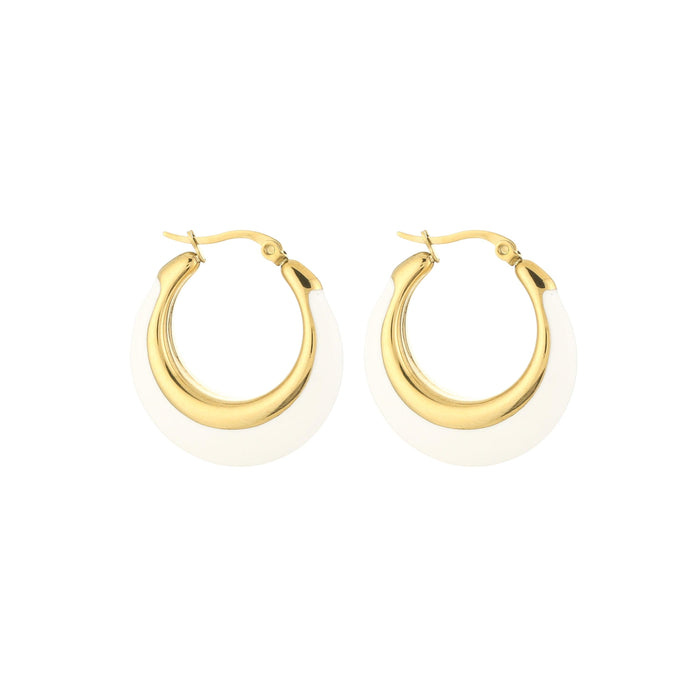Michelle Bijou - Gouden Oorbellen met Kliksluiting kleuren wit/goud - Chique Design