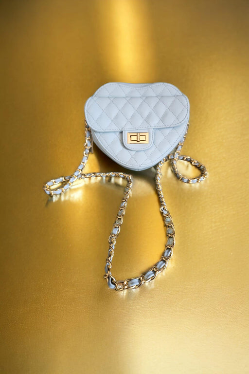 Elyeung - Blauwe dames hartjesvormige clutch met goudkleurige ketting - Chique Design