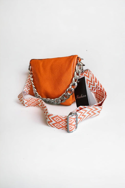 Fiorentino - Oranje Handtas Handtas met Draagketting van Kunststof Zilverkleurig - Chique Design