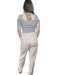 Issima - Zomerse broek met bloemmotief kleur Beige - Chique Design