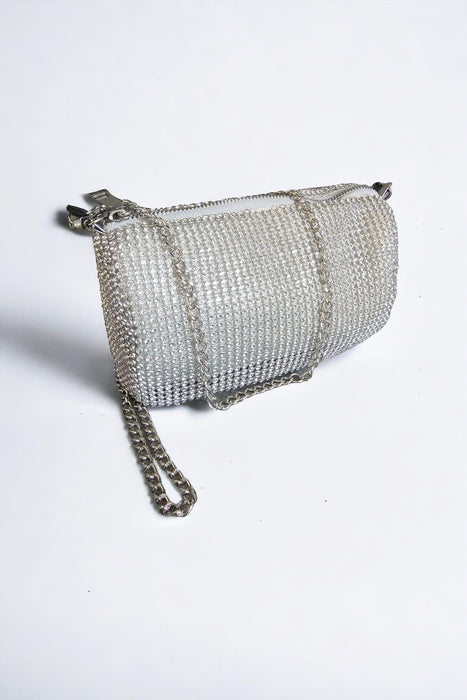 Mili - Zilveren Clutch met Strass-Steentjes - Chique Design